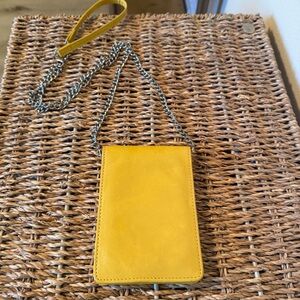 HOBO Yellow Leather Wallet Crossbody with Detachable Chain Strap